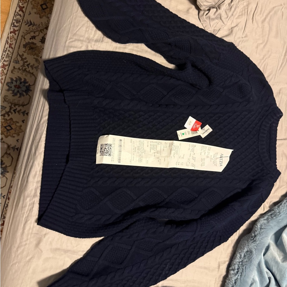 Aritzia Women's Navy Cable Knit Sweater